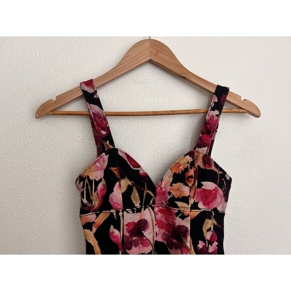 By Anthropologie Floral Sweetheart Jumpsuit Bold V Neck Skinny Leg Party Size XS - Picture 7 of 11